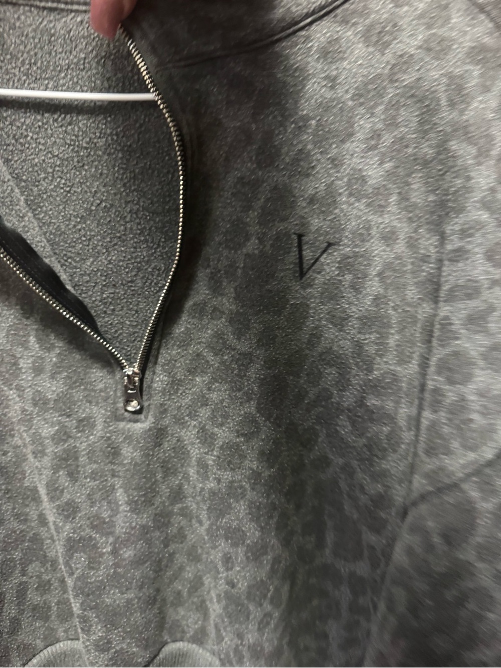 Quarter-Zip Sweater with victoria secret Logo - Gray Leopard Print